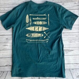 KAVU Mens XL Organic Cotton Graphic T-Shirt Teal Logo Outdoors Camping Hiking